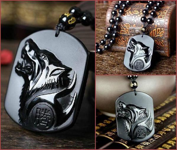 Black Wolf Obsidian Necklace