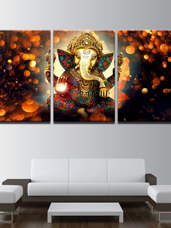 Hindu God Ganesha Modular Canvas Painting