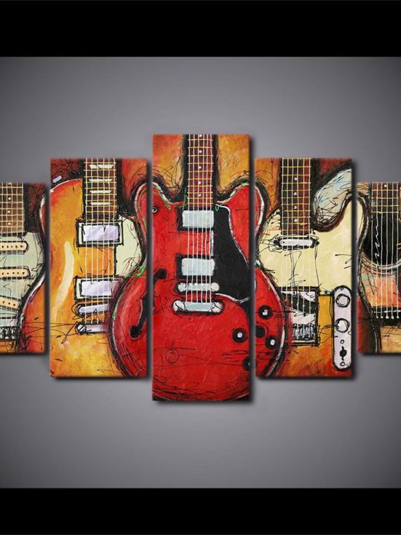 5 Pieces Guitar Abstract Wall Art Canvas