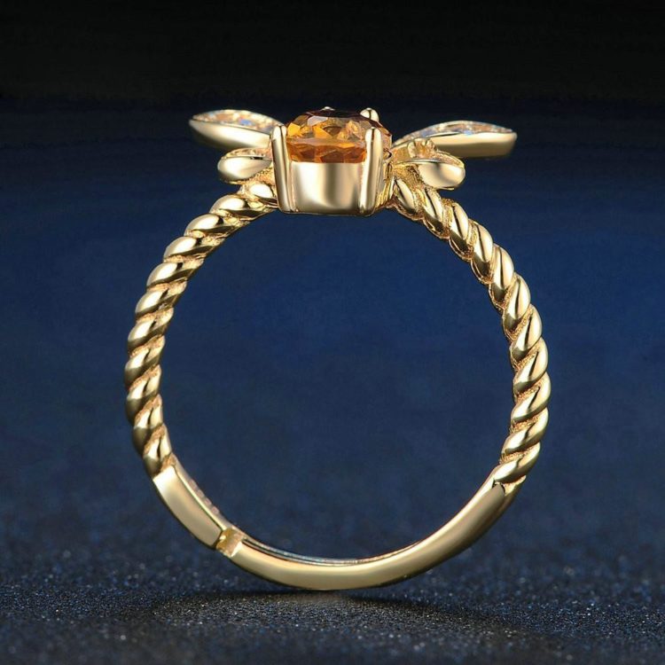 Bee Oval Citrine Ring (adjustable to fit any finger)