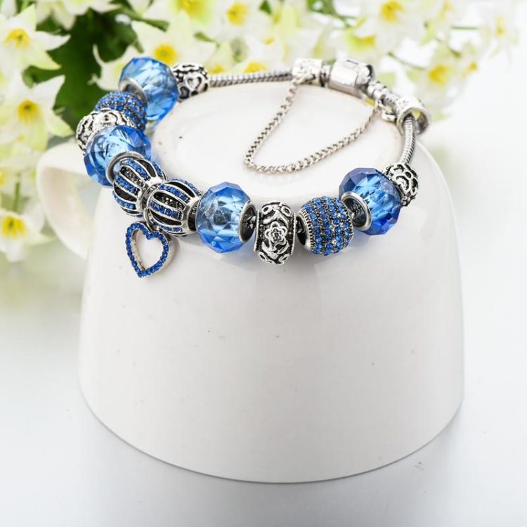 Sapphire Crystal Gemstone Charm Bracelet