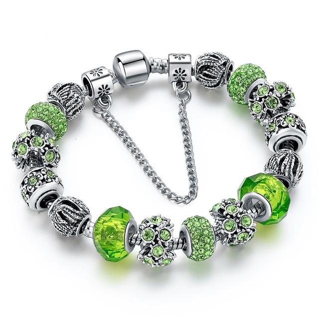 Peridot Crystal Gemstone Charm Bracelet