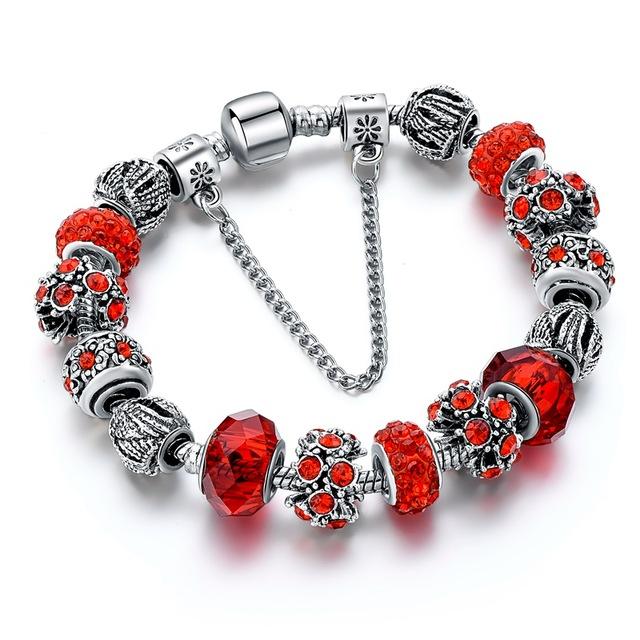 Ruby Crystal Gemstone Charm Bracelet