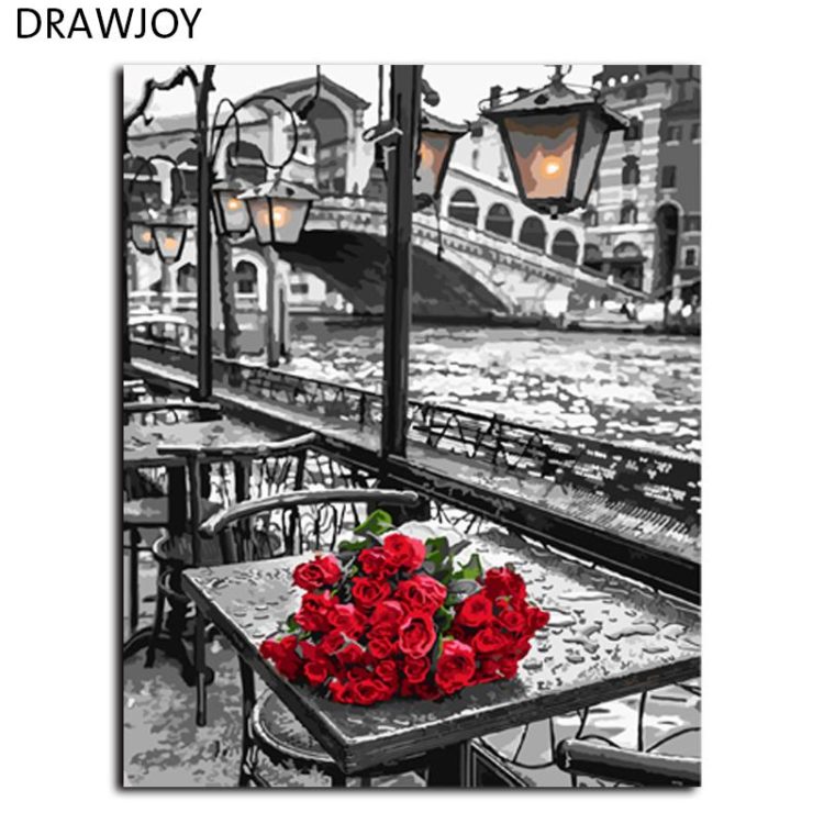 DIY Painting By Numbers - Beautiful Red Roses (16"x20" / 40x50cm)