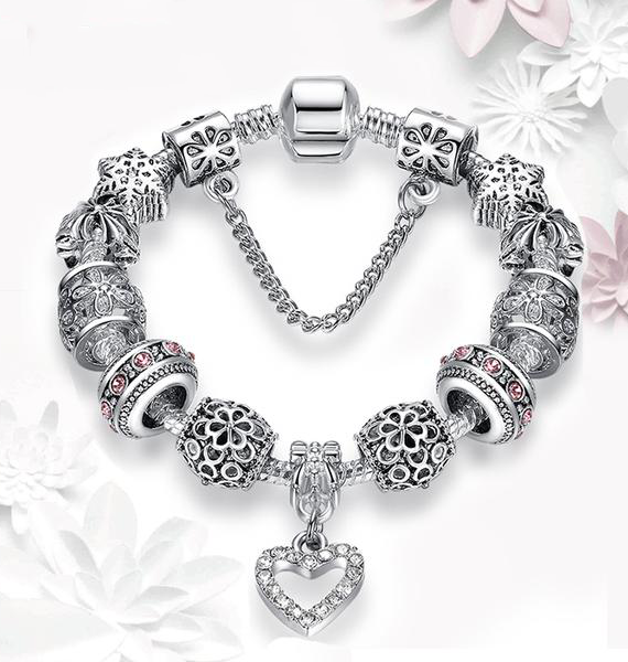 Crystal Heart Charm Bracelet