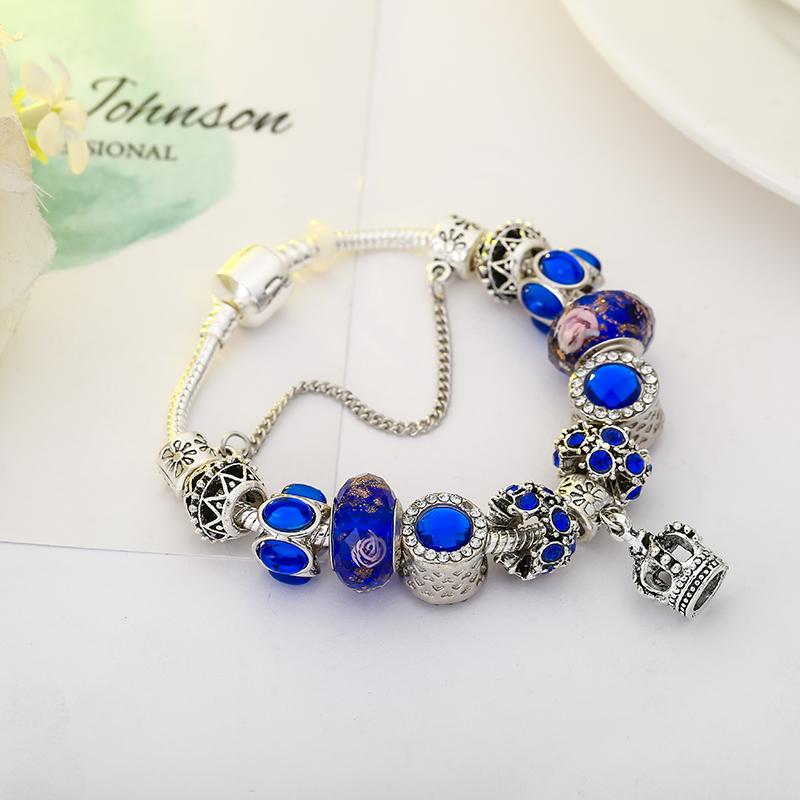 Sapphire Blue Charm Crown Bracelet