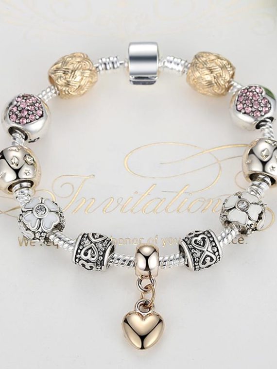 Crystal Flower Beads Charm Bracelet