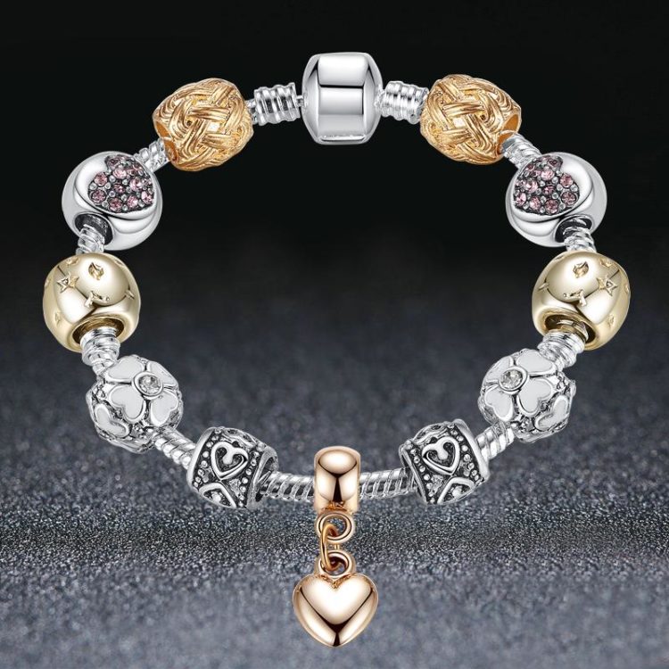 Crystal Flower Beads Charm Bracelet