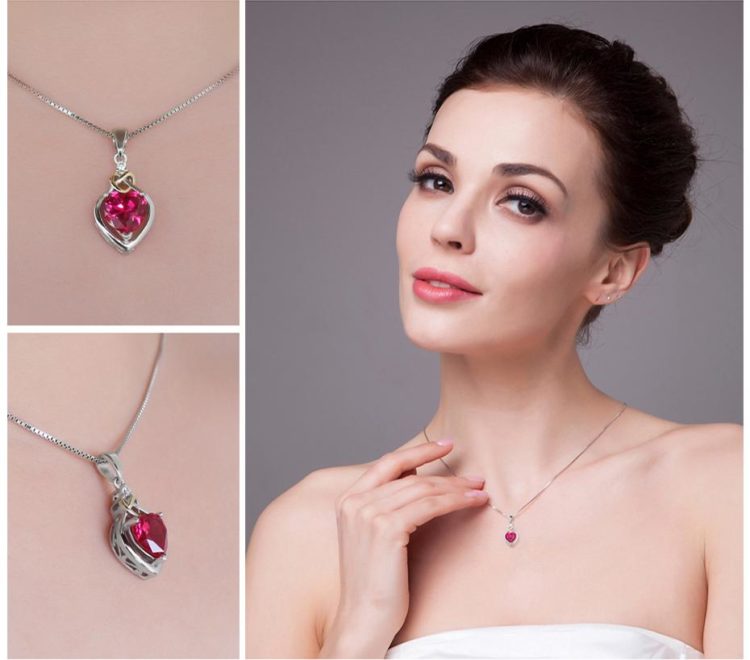 Ruby Gemstone Heart Necklace