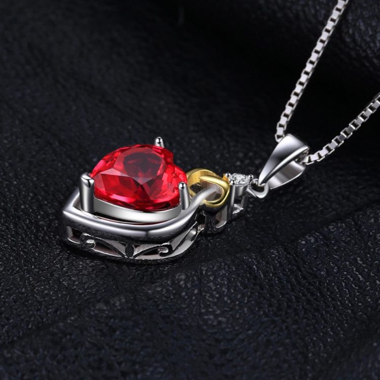 Ruby Gemstone Heart Necklace