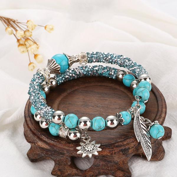 Crystal Aquamarine Birthstone Charm Bracelet