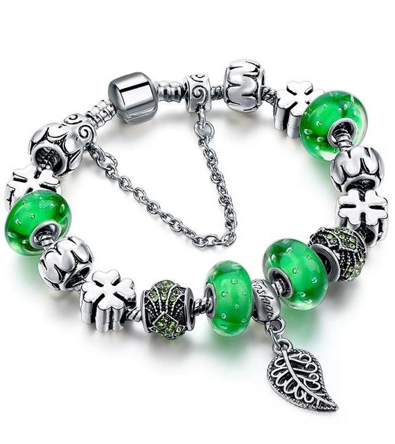 Emerald Gemstone Charm Bracelet