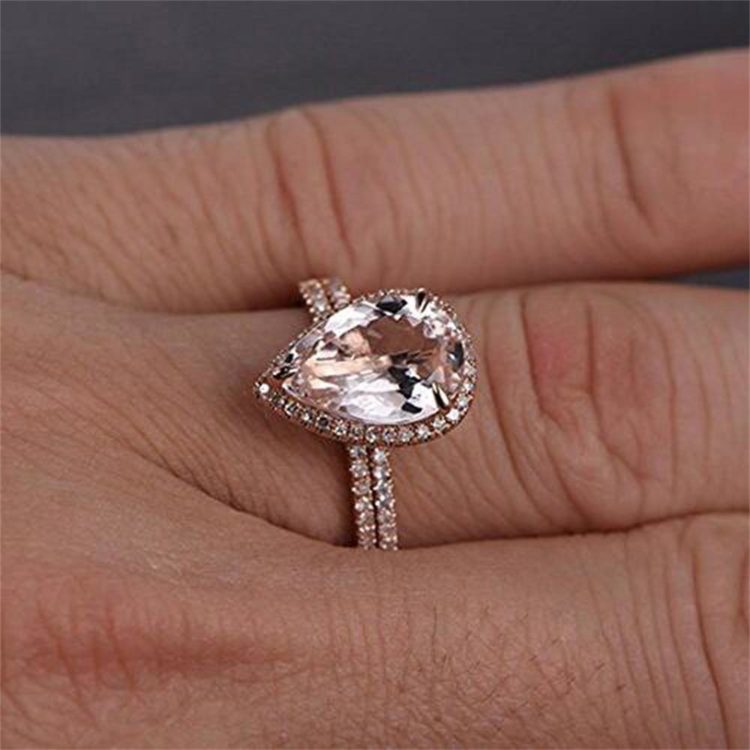 Pear Shaped Halo Rose Gold Ring