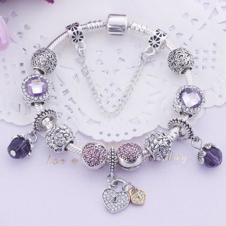 Amethyst Crystal Charms Beads Bracelet