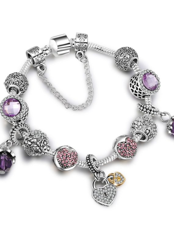 Amethyst Crystal Charms Beads Bracelet
