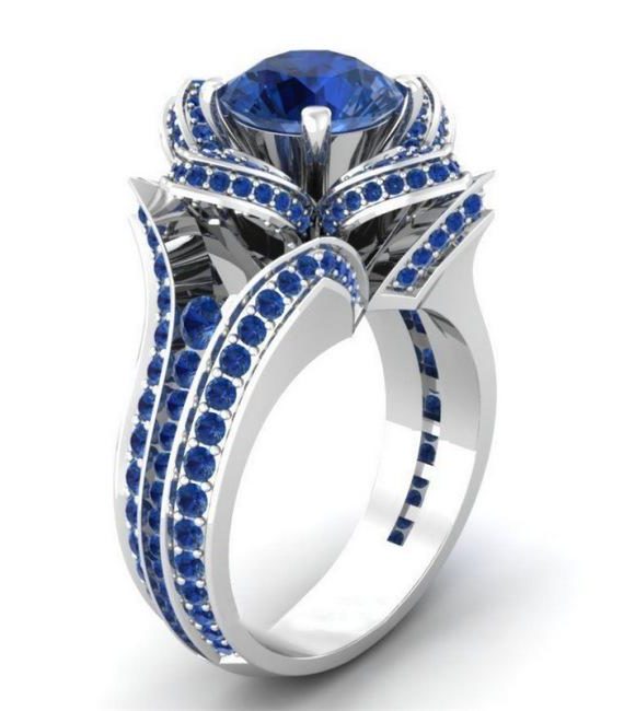 Crystal Flower Sapphire Ring