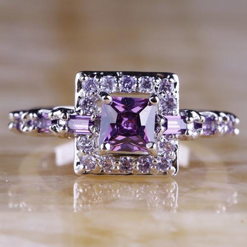 Amethyst Square Crystal Ring