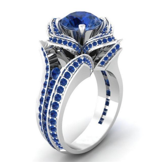 Crystal Flower Sapphire Ring