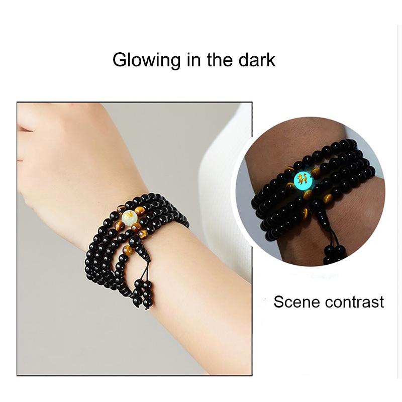 Black Onyx Mala Beads Luminous Dragon Bracelet
