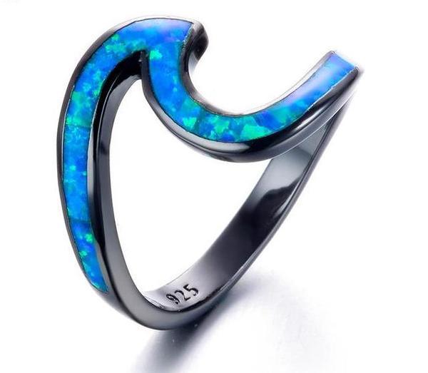 Ocean Blue Wave Ring