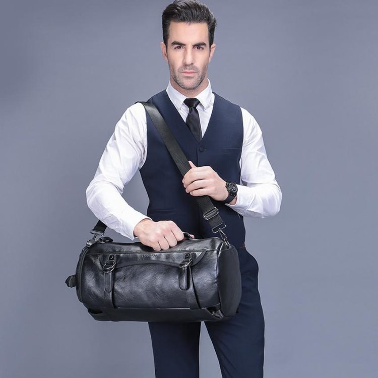 LARGE LEATHER ROLLING DUFFEL BAG