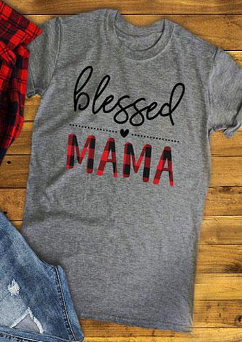 Blessed Mama Plaid T-Shirt