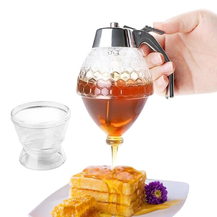 Elegant Crystal Honey Dispenser and Warmer Set